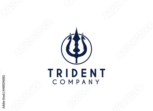 Trident neptune company logod design. Trident Neptune God Poseidon Triton King Shiva Spear Label logo design