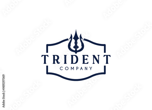 Trident neptune company logod design. Trident Neptune God Poseidon Triton King Shiva Spear Label logo design
