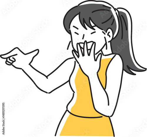 指をさして笑う女性
