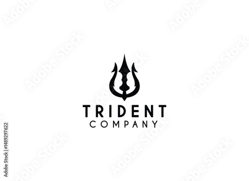 Trident neptune company logod design. Trident Neptune God Poseidon Triton King Shiva Spear Label logo design