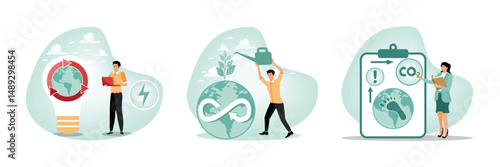 ESG, green energy and industry. Sustainable economic growth. Reduce co2 emission and climate impact.