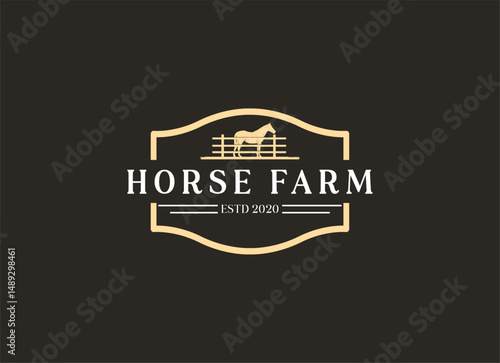 Horse silhouette countryside western country farm ranch logo design. Horse farm logo design