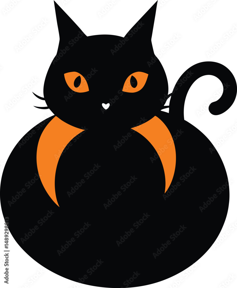 Fototapeta premium black cat with orange eyes