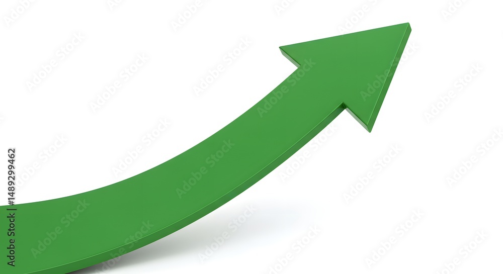 Green Arrow Pointing Up on White Background Green Arrow Pointing Up on White Background