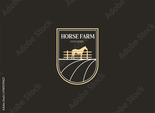 Horse silhouette countryside western country farm ranch logo design. Horse farm logo design