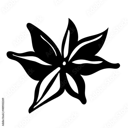 star anise spice vector black silhouette illustration isolated on white background.eps