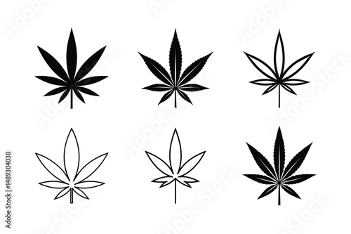 modern artistic hemp leaf vector illustration