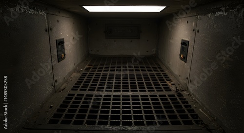 Interior of a Dark Room with Grate Floor