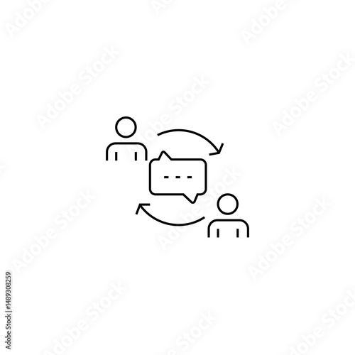 single outline icon conversation related to communication. with people element and message. linear icon collection. editable stroke. vector illustration.