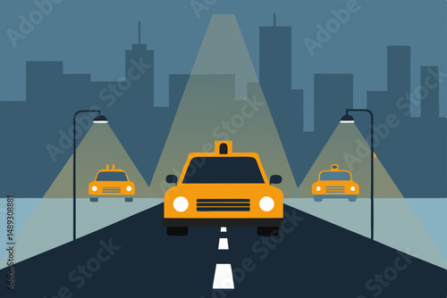 Photos Taxi, cabs, city, transportation, vector icons, yellow taxis, road, urban