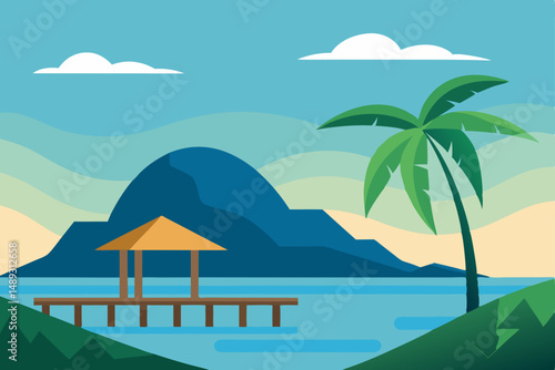 tropical island with palm trees