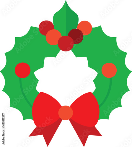 christmas wreath with holly berries