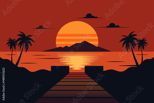 sunset over the beach