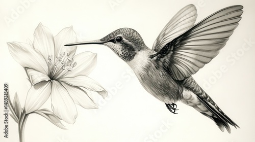 Hummingbird and Flower