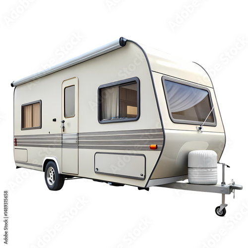 Used Caravan for Sale CreamColored Touring Caravan isolated on transparent background