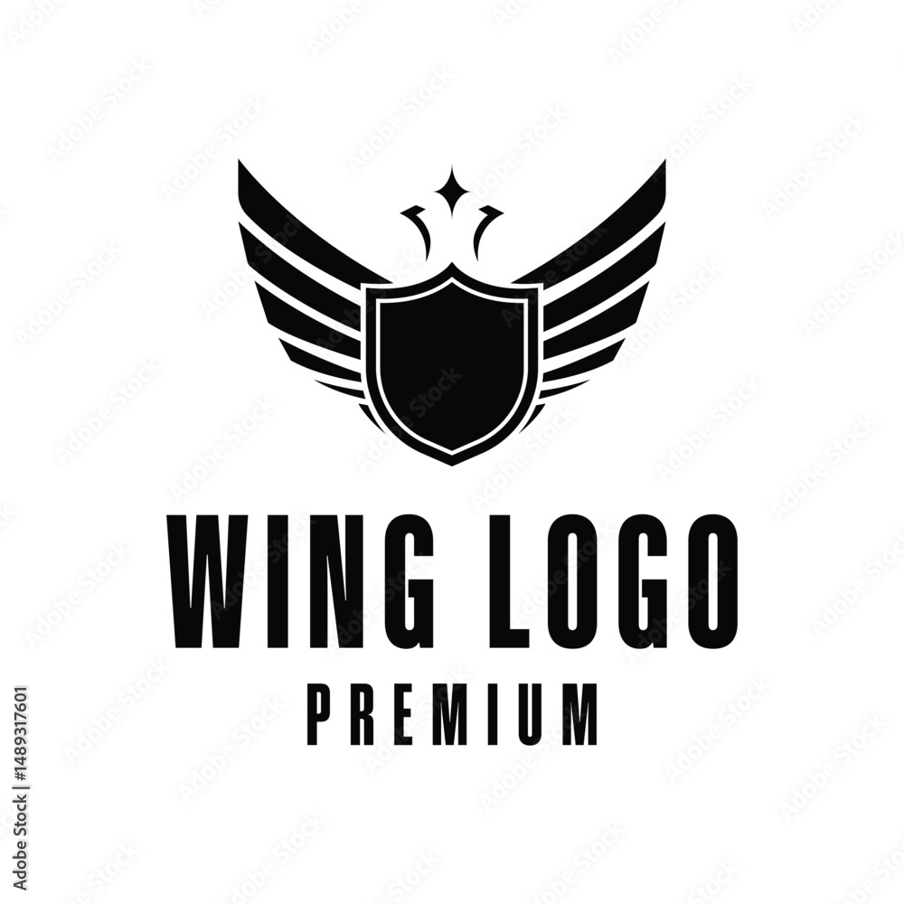Fototapeta premium wing shield logo design concept silhouette idea
