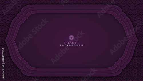Purple gradient Islamic background with layering technique