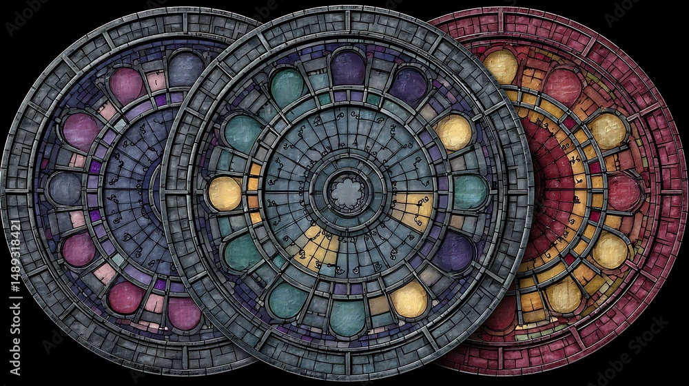 Obraz premium Circular stained glass patterns