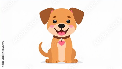 Wallpaper Mural Cute cartoon puppy dog mascot. Happy adorable dog icon. Pets care, love and loyalty concept. Vector illustration isolated on white. Torontodigital.ca