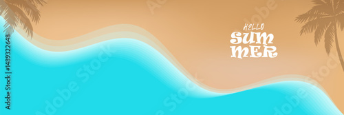 Summer greeting clipart banner poster set. spring tropical leaves with  beach, sand, nature collection summer or spring poster cover, flayer, cards in colorful abstract background	