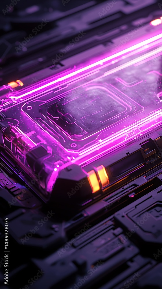 Futuristic pink hologram technology panel high resolution picture Futuristic pink hologram technology panel high resolution picture