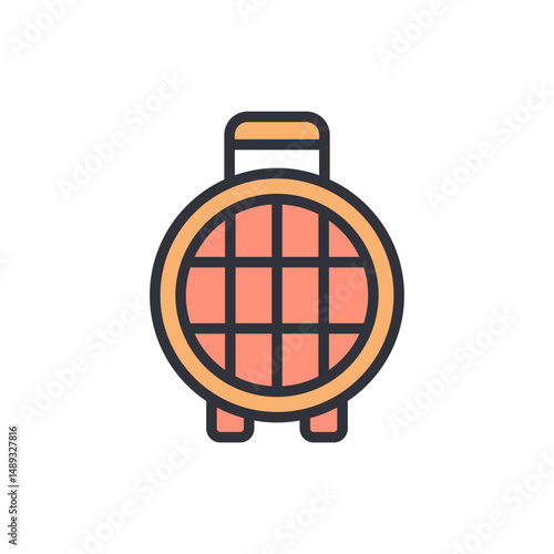 Minimalist Illustration Of A Vintage Suitcase With Handle And Grille