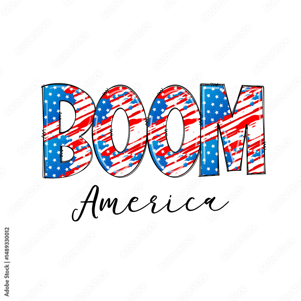 Obraz premium Patriotic Boom America Graphic Design for Apparel