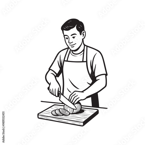 person slicing onions vector