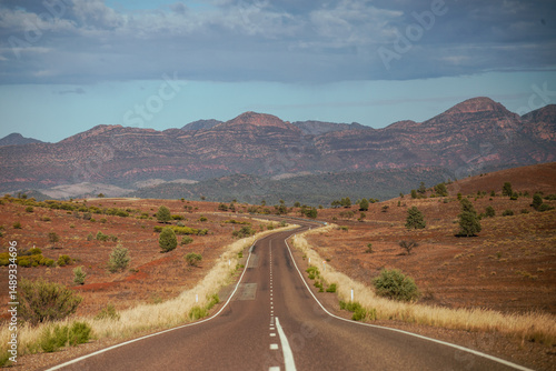 Outback road to Ikara–Flinders Ranges National Park, SA, Australia