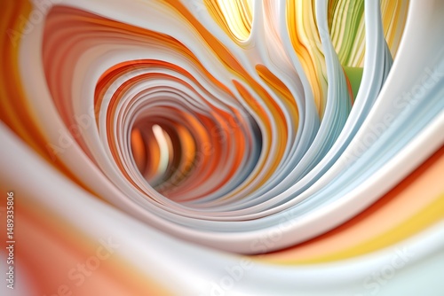 Abstract Swirl Tunnel with Smooth Lines and Warm Color Gradient
