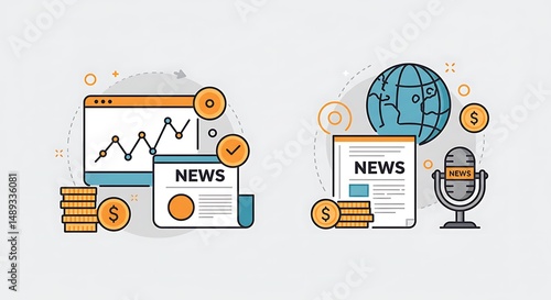 Financial News and Global Media Coverage Illustration