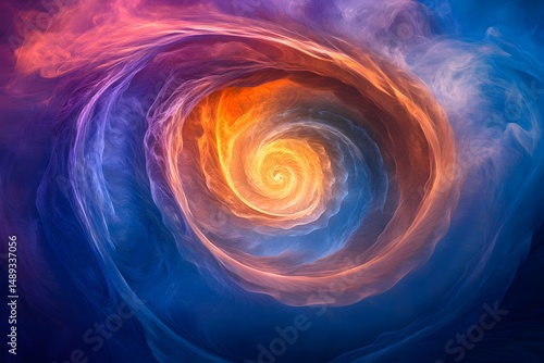 Abstract Swirling Galaxy with Vibrant Colors and Mysterious Energy