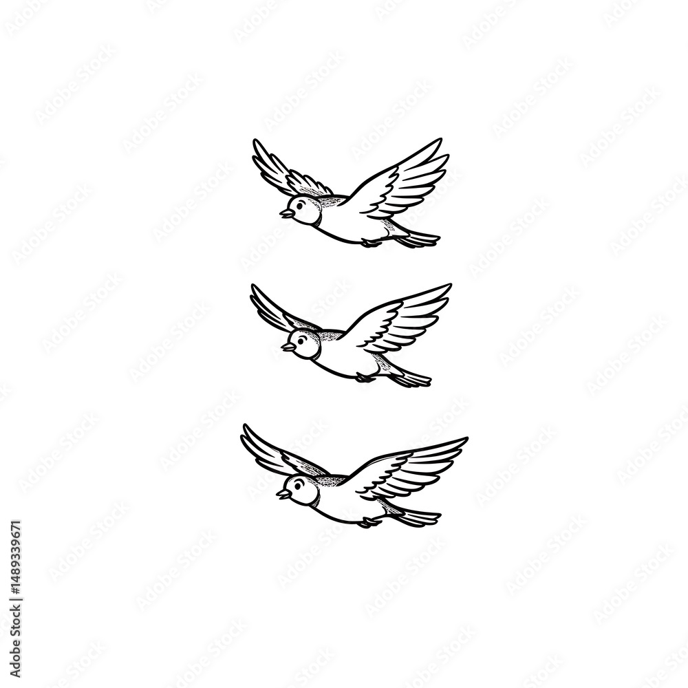 Fototapeta premium A black vector silhouette illustration depicts a flying dove, a symbol of peace and freedom
