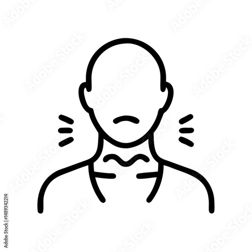 Outline of a person showing discomfort from sore throat symptoms