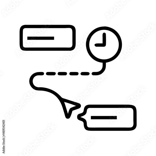 Timeline of treatment with clock and messages in minimalist style  