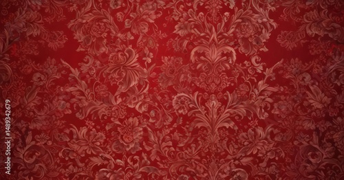 Crimson damask pattern, opulent floral motifs, luxurious background , brocade, motif, royal