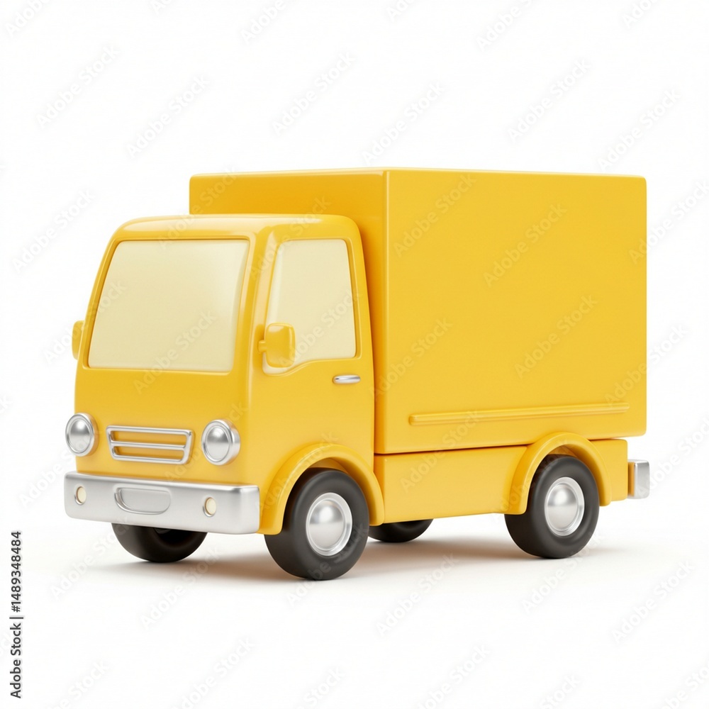 Cartoon Yellow Delivery Truck Isolated on White Background Cartoon Yellow Delivery Truck Isolated on White Background