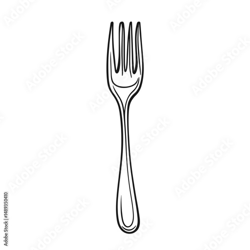 Line art illustration of a fork in minimalist style  