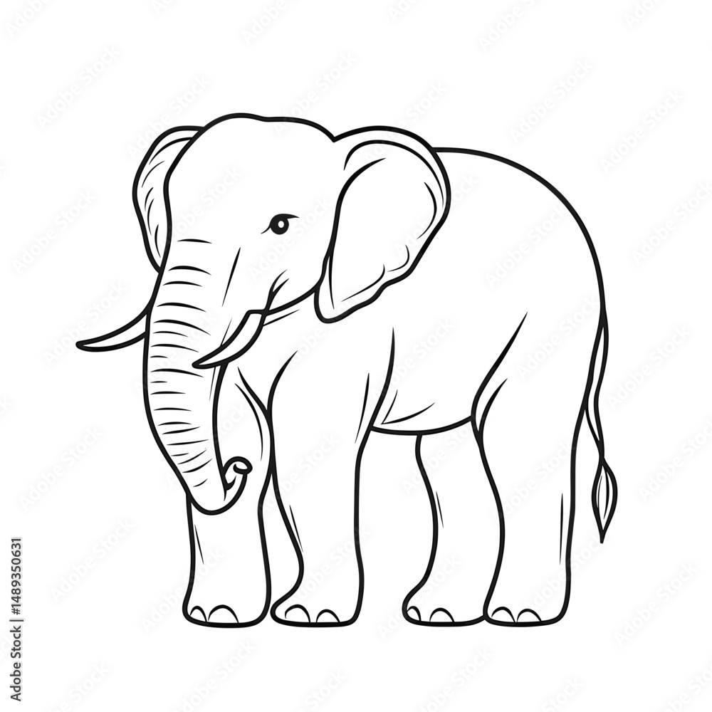 Elephant in single line drawing style with clean outline design Elephant in single line drawing style with clean outline design