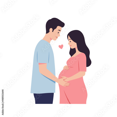 Expecting parents sharing love and joy while embracing pregnancy  
