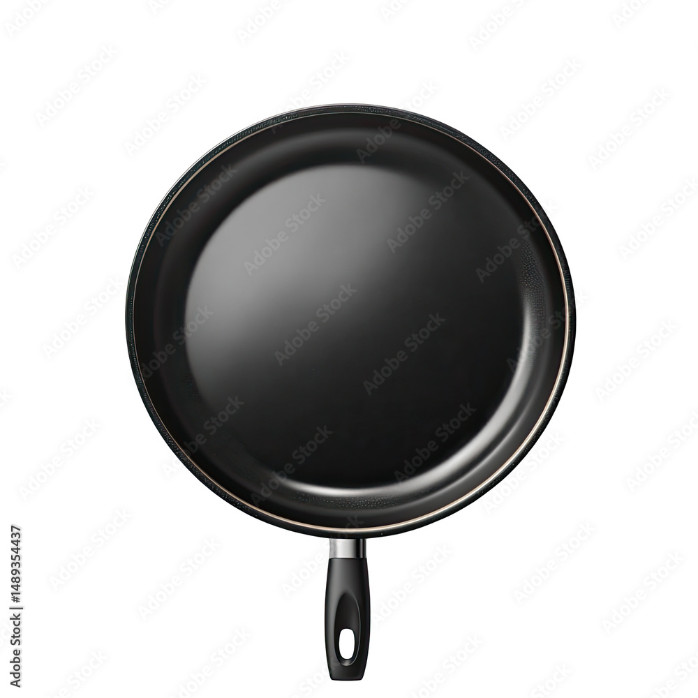 Round, non-stick frying pan. Black surface, handle Round, non-stick frying pan. Black surface, handle