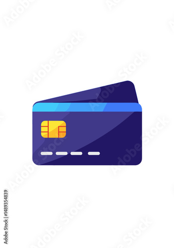 Credit card illustration in modern style with blue colors  