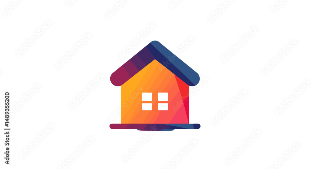 Colorful modern house icon in flat design style Colorful modern house icon in flat design style