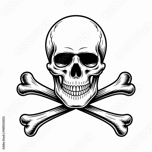 Black and white skull and crossbones isolated
