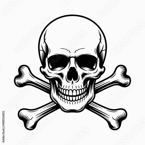 Black and white skull and crossbones isolated
