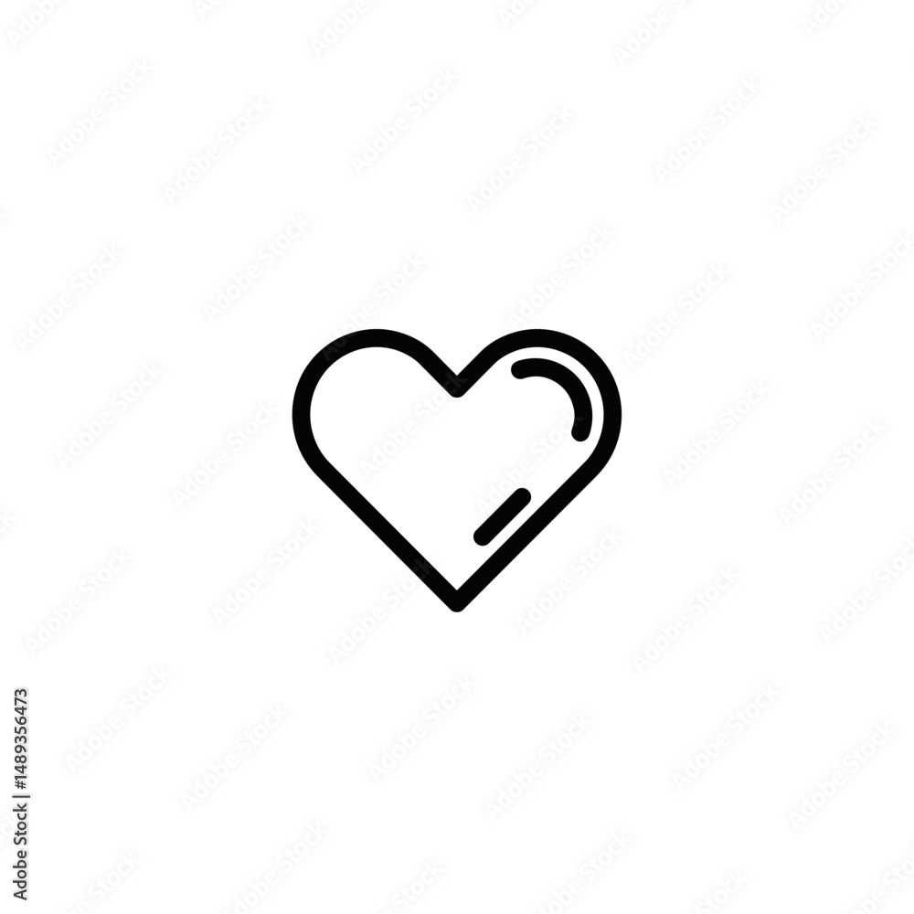 Simple heart icon in minimal line art style on a white background Simple heart icon in minimal line art style on a white background