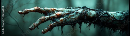 Decayed zombie hand reaching out