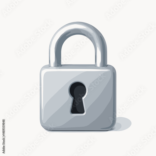 Silver padlock with keyhole on a neutral background for travel