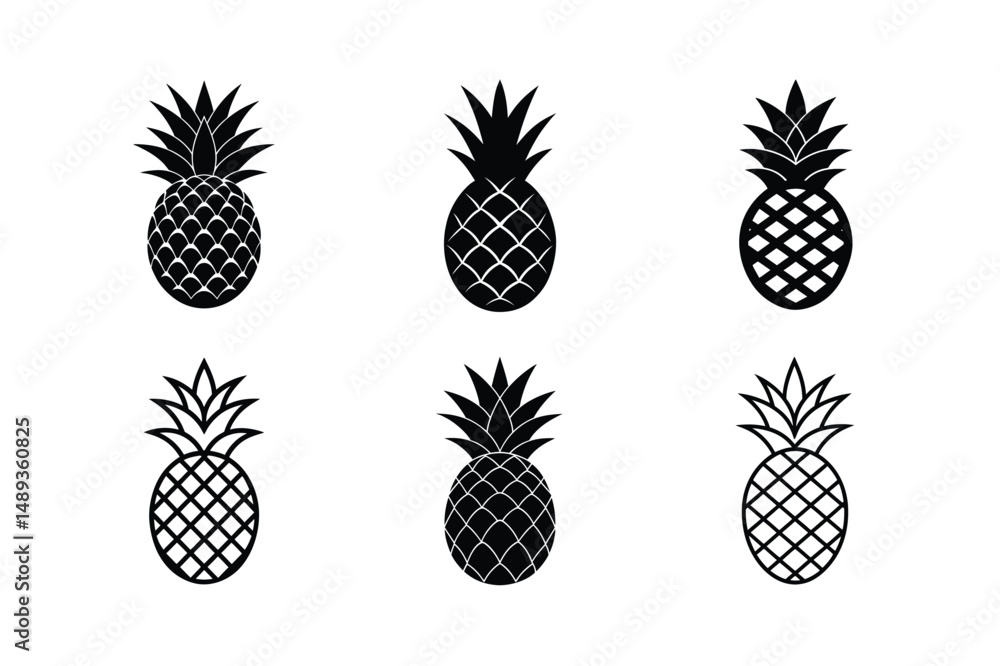 Obraz premium Isolated Pineapple Black White Vector