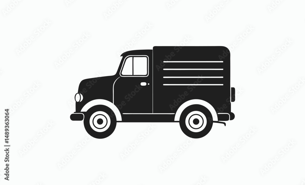 Fototapeta premium Truck silhouette icon, Cargo truck vector, Delivery truck view, Truck front graphic, Truck side outline, Transport vehicle silhouette